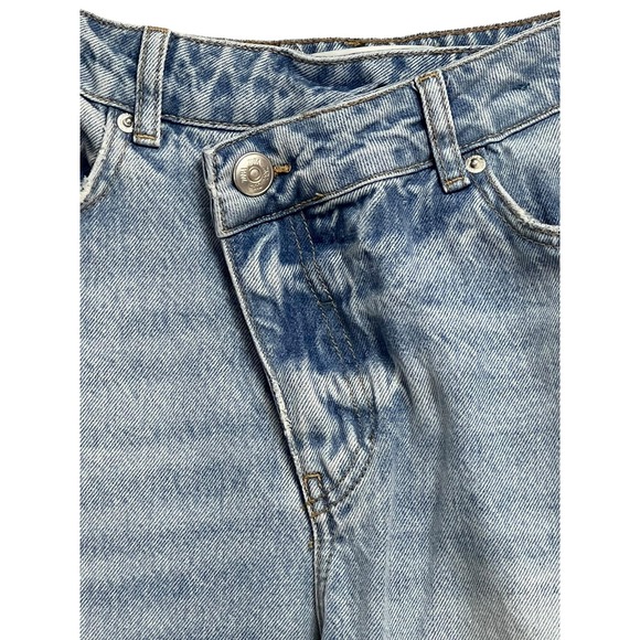 Zara Z1975 Jeans Womens 4 Light Wash Denim Straight Leg Cuffed High Rise Cotton - Picture 4 of 11